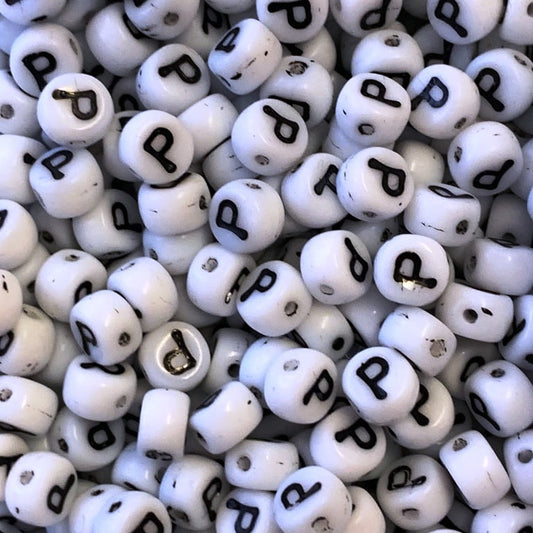 Czech Glass Alphabet Bead - P