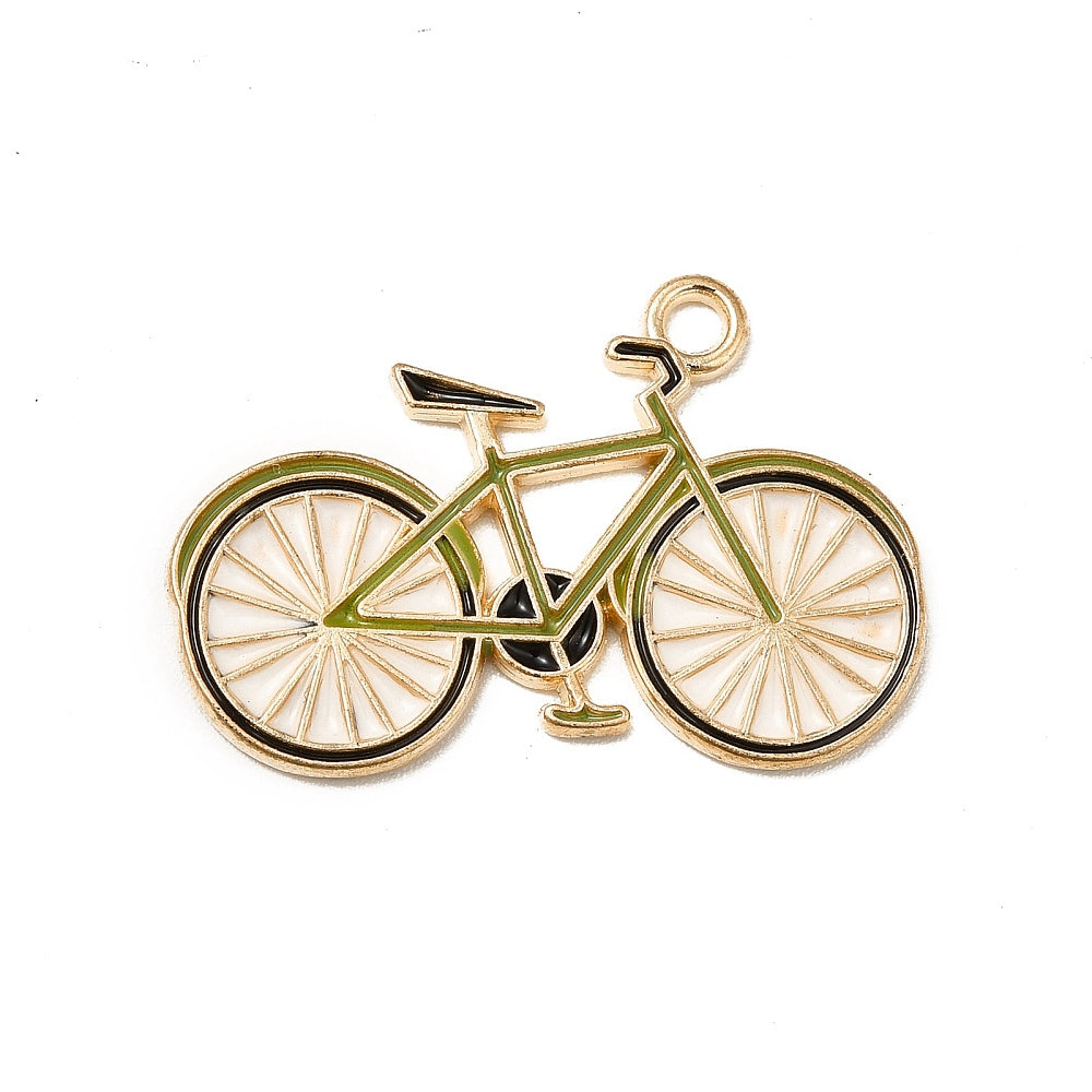 Gold Plated Enamel Bicycle Charm - 19x28mm - Pack of 2