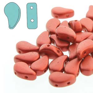 Paisley Duo Beads 8x5mm - 10g - Chalk Lava Red