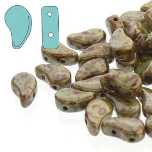 Paisley Duo Beads 8x5mm – 10g – Chalk Lazure Green