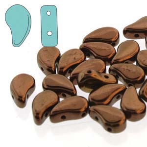 Paisley Duo Beads 8x5mm - 10g - Jet Bronze