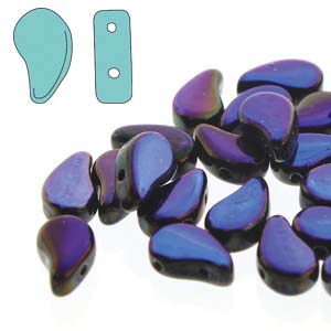 Paisley Duo Beads 8x5mm - 10g - Jet Azuro