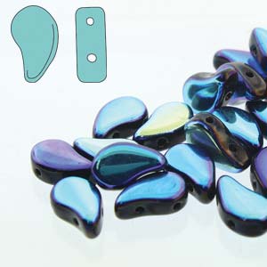 Paisley Duo Beads 8x5mm - 10g - Jet Full AB