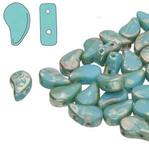 Paisley Duo Beads 8x5mm – 10g – Turquoise Blue Rembrandt