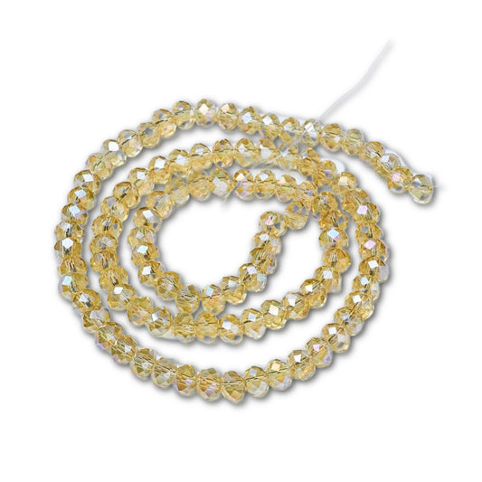 6x5mm Crystal Rondelle Bead Strand – Approx 70 Beads – Pale Topaz AB