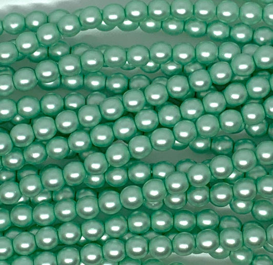 4mm Czech Glass Pearl Strand of 55 – 70565 – Frosted Pistachio