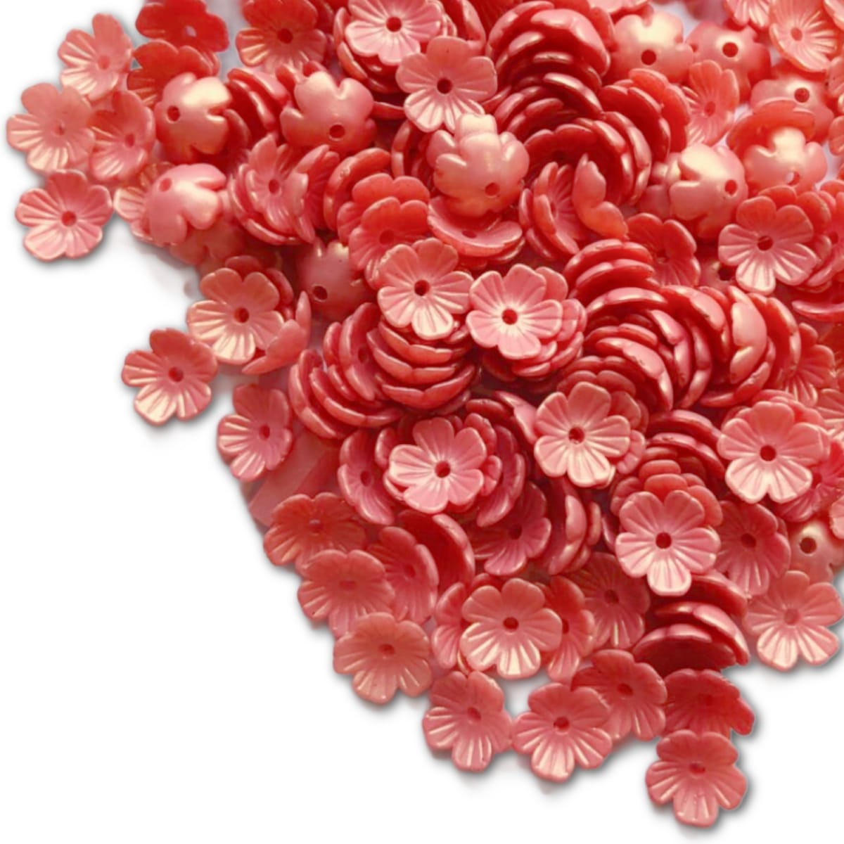 10mm Acrylic Flower Beads - Pack of 10 - Dk Pink