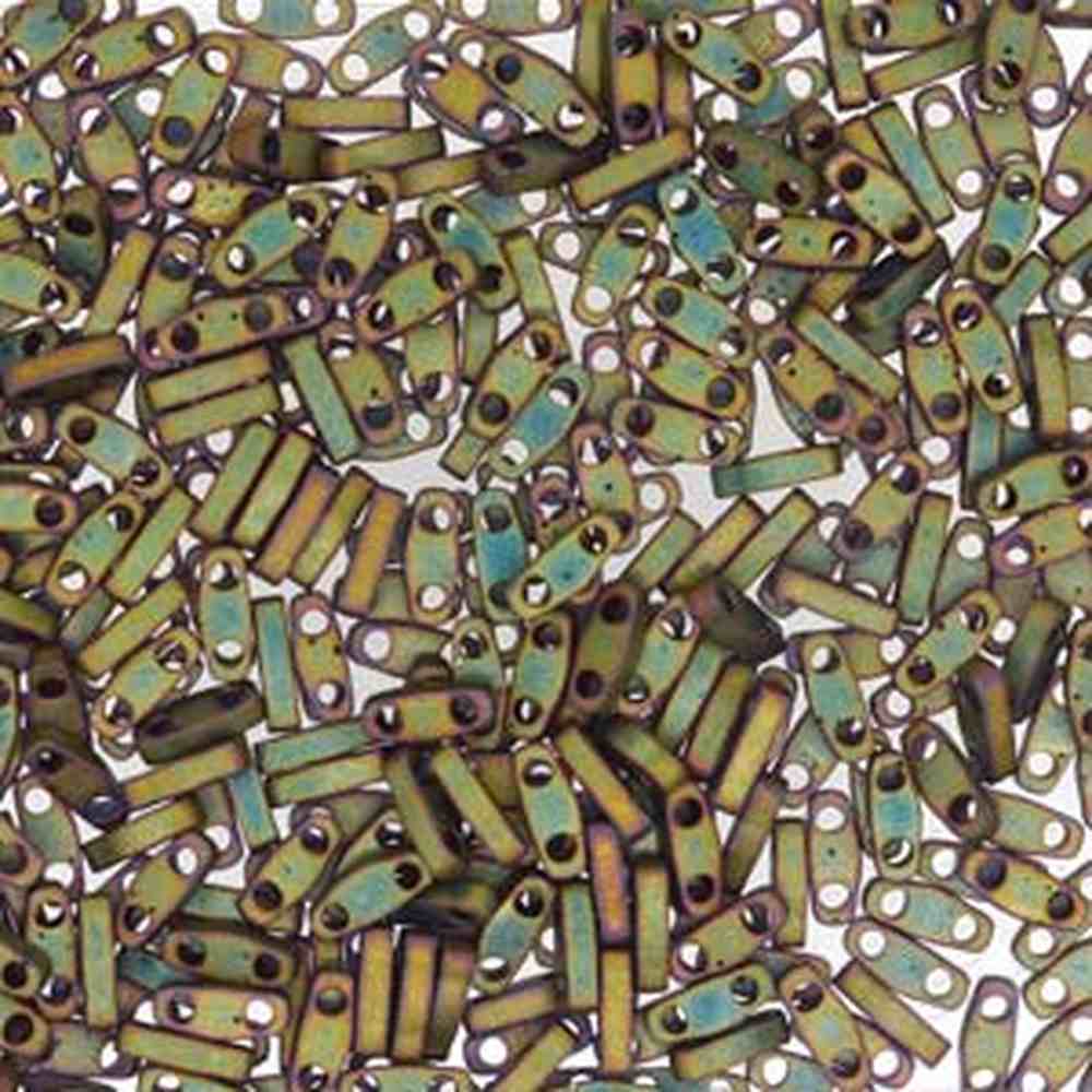 Miyuki Quarter Tila Beads 7.2g Tube - Matte Metallic Khaki Iris