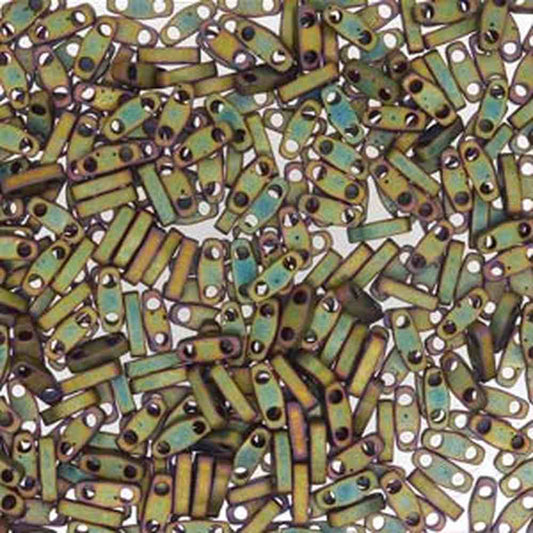 Miyuki Quarter Tila Beads 7.2g Tube - Matte Metallic Khaki Iris