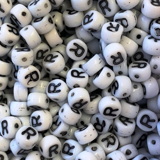 Czech Glass Alphabet Bead - R
