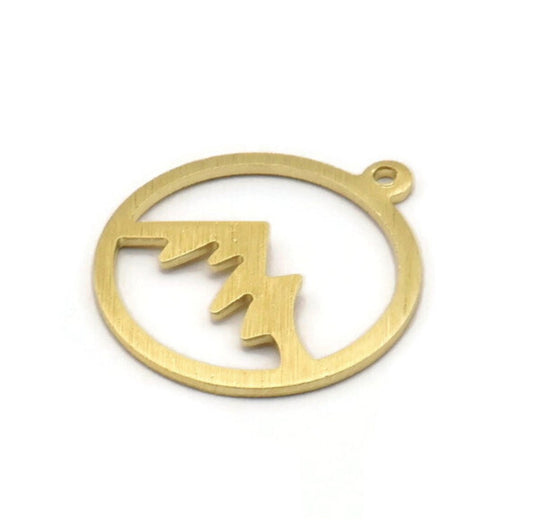 20x18mm Raw Brass Mountain Charm