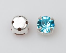 4mm Silver Plated Chaton Montee x 24 – Aqua