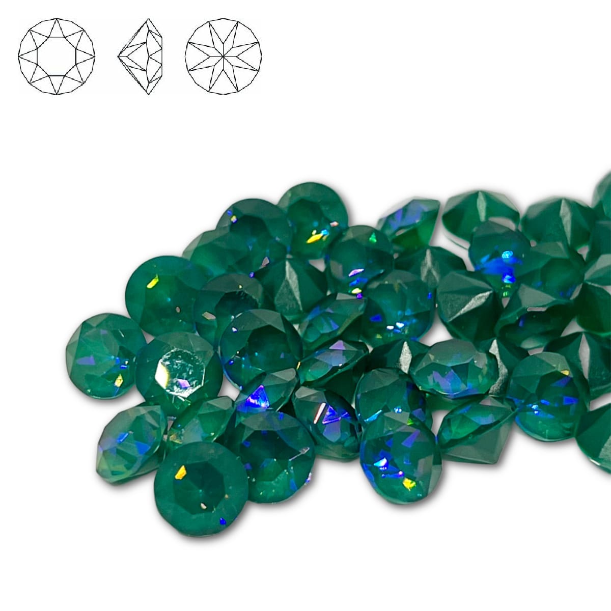 Aurora Pointy Back Chaton (C1088) SS29 – 6mm – Royal Blue (Green) Delite – Pack of 2