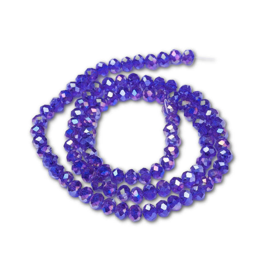 6x5mm Crystal Rondelle Bead Strand – Approx 70 Beads – Royal Blue Shimmer