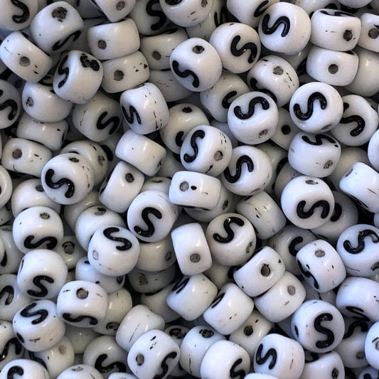 Czech Glass Alphabet Bead - S