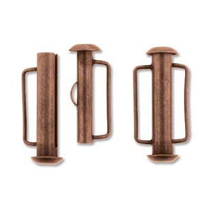 Antique Copper Slide Bar Clasp 21.5mm