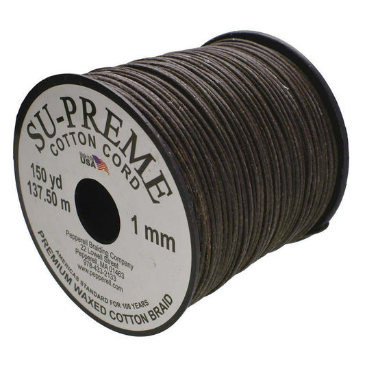 Tony's Brown 1mm Waxed Cotton Cord - 150 Yard Reel