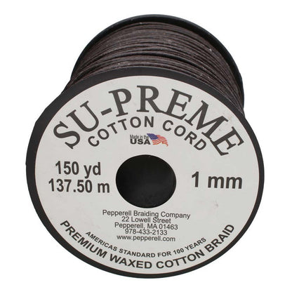 Tony's Brown 1mm Waxed Cotton Cord - 150 Yard Reel
