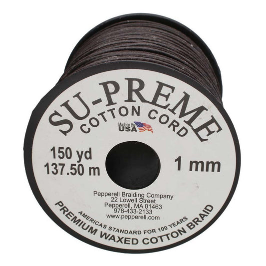 Tony's Brown 1mm Waxed Cotton Cord - 150 Yard Reel