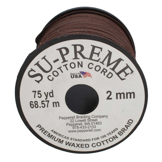 Tony's Brown 2mm Waxed Cotton Cord – 75 Yard Reel
