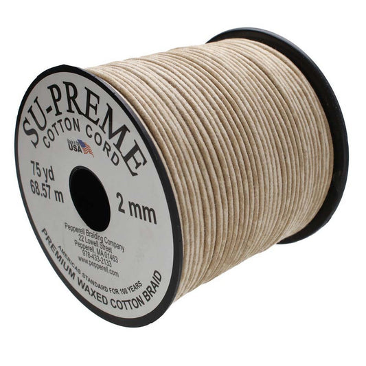 Tony’s Natural 2mm Waxed Cotton Cord – 75 Yard Reel