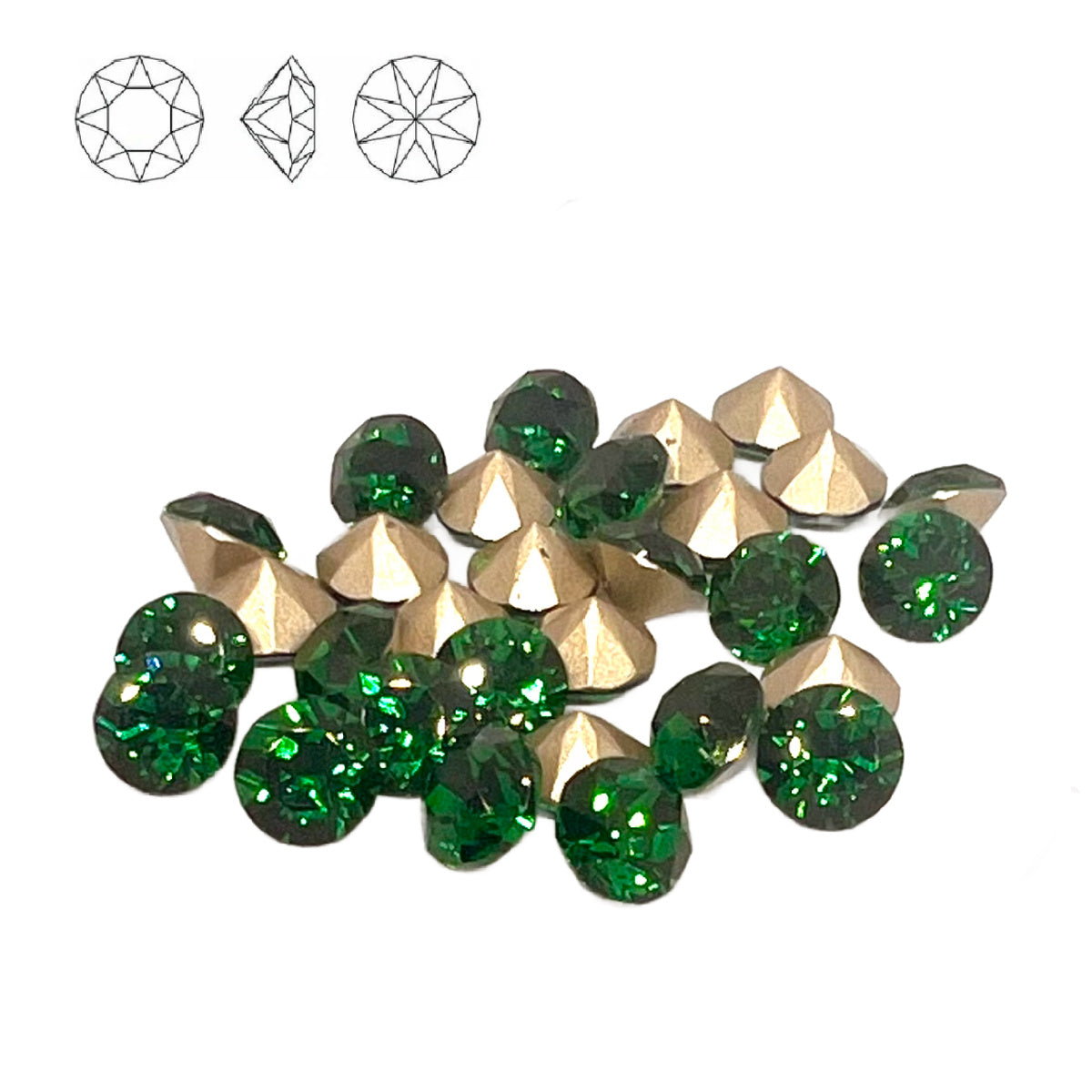 Aurora Pointy Back Chaton (C1028) SS39 – 8mm – Emerald – Pack of 2