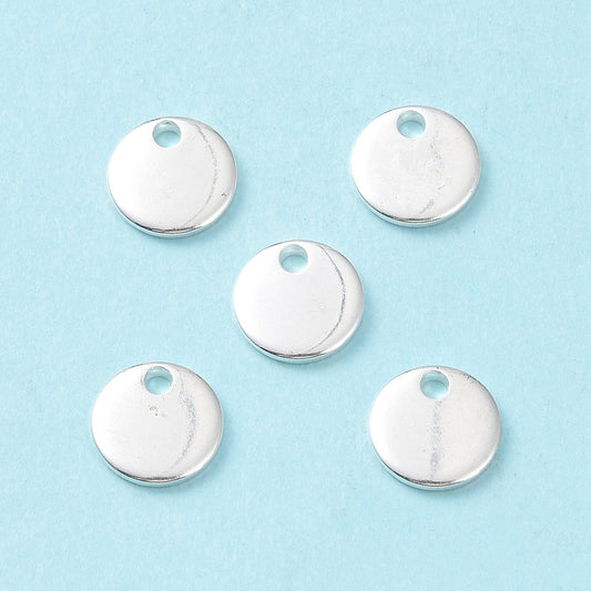 304 Stainless Steel Plain Disk or Tag Charm 7x1mm - Pack of 5