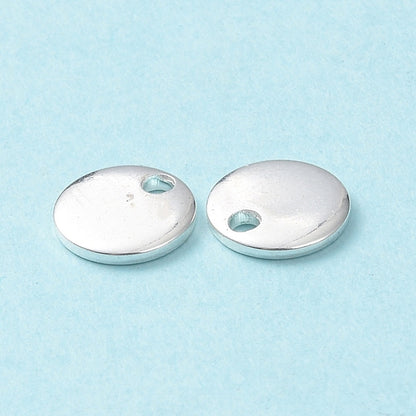 304 Stainless Steel Plain Disk or Tag Charm 7x1mm - Pack of 5
