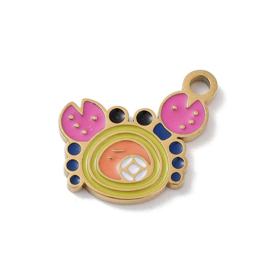 Gold Plated Enamel Crab Charm - 14.5mm - Pack of 2