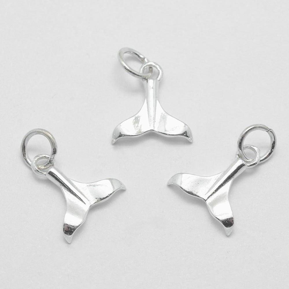 Sterling Silver Whale Fluke Charm 12.5x11.5mm