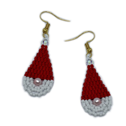 Brick Stitch Santa Gonk Earring Kit with Preciosa Crystals