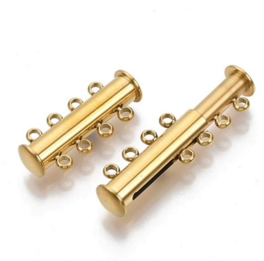Gold Plated Four Strand Magnetic Clasp - Slimline