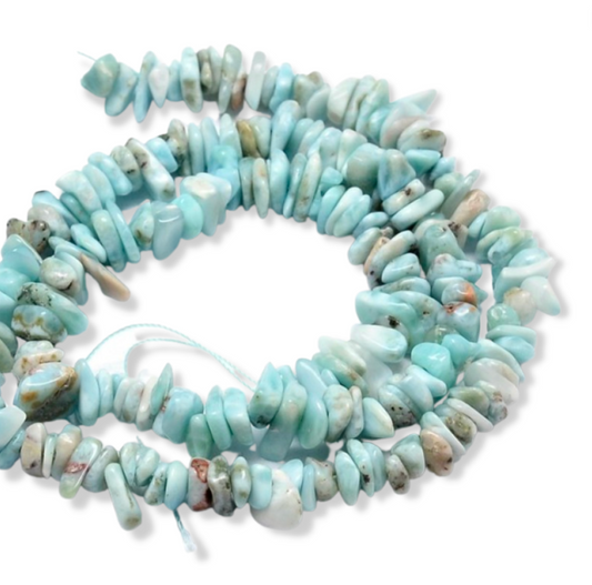 5x12mm Larimar Gemstone Chip Strand – 15 Inch Strand