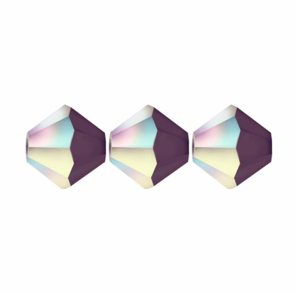 4mm Preciosa Bicones - Deep Tanzanite Matte AB - Pack of 30