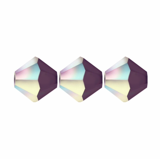 4mm Preciosa Bicones - Deep Tanzanite Matte AB - Pack of 30