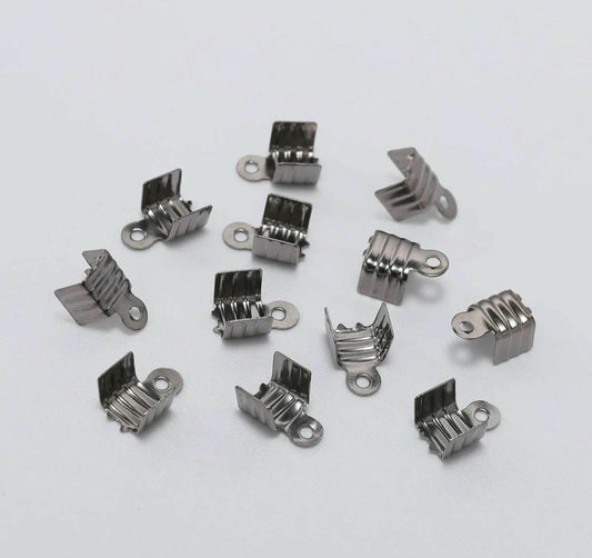 Gunmetal Fold Over Cord Ends 6x3mm - Pack of 20
