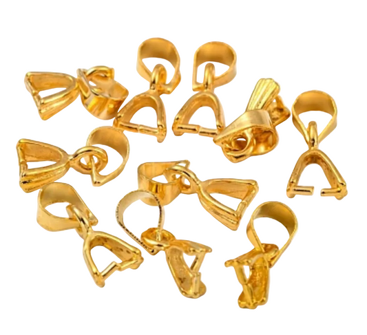 Gold Plated 12mm Scallop Design Pinch Bails – Pack of 10