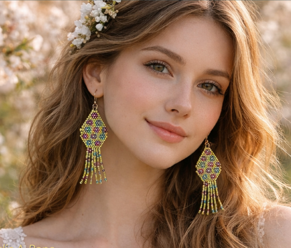 Flower Power Earring Pattern by Leslie Pope - Instant Download or Printed Copy
