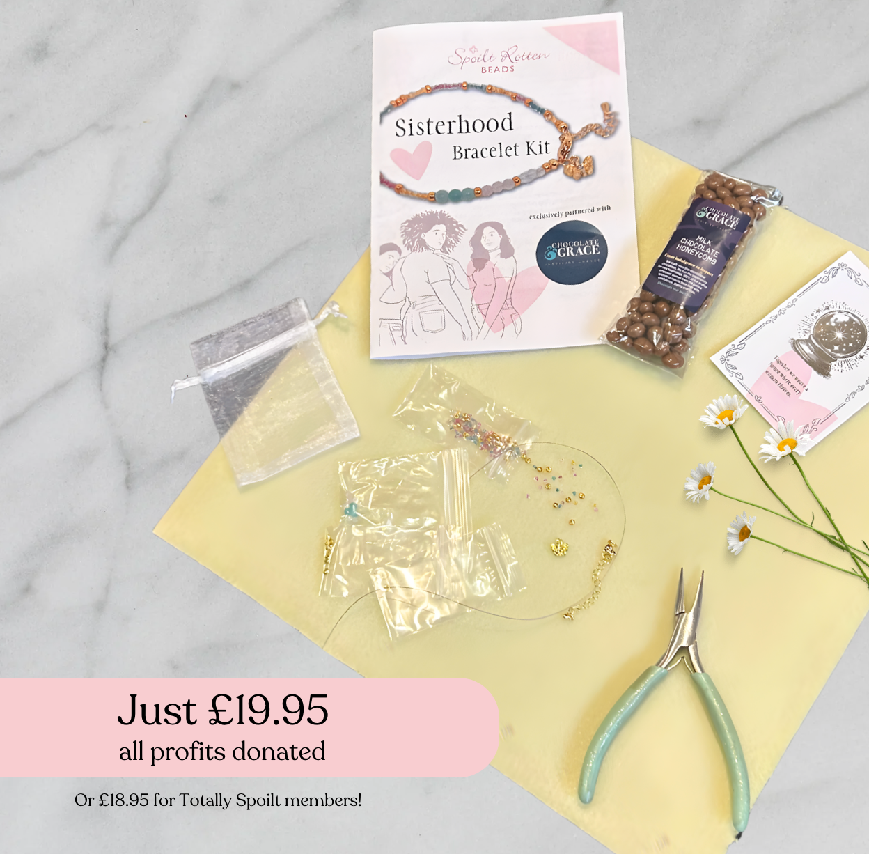 Sisterhood Bracelet Kit - Includes FREE Chocolate Gift & Affirmation Cards (Exclusive Partnership with Chocolate & Grace)