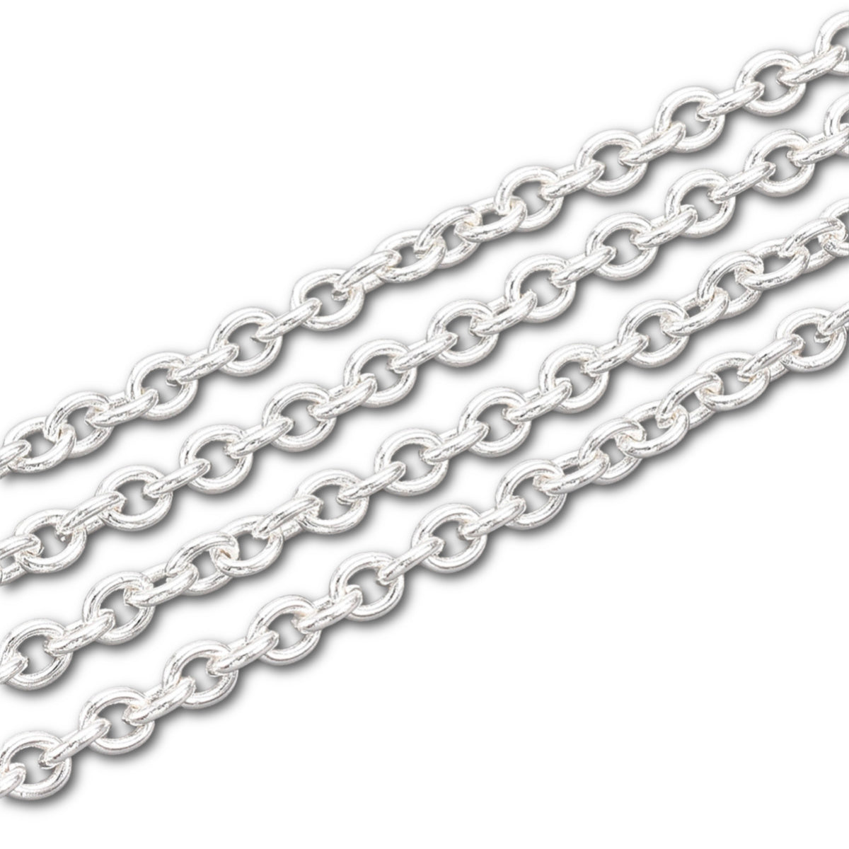 Silver Plated Cable Chain 4x3mm - 1 Meter