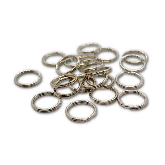 Silver Tone - 12mm Split Ring - Pack of 10