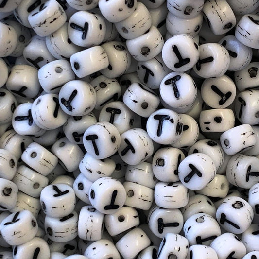 Czech Glass Alphabet Bead - T