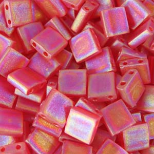 Miyuki Tila Beads - 5g Bag – Matte Transparent Red Orange AB