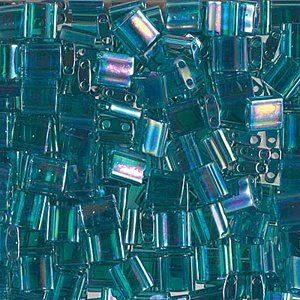 Miyuki Tila Beads - 5g Bag - Transparent Teal AB