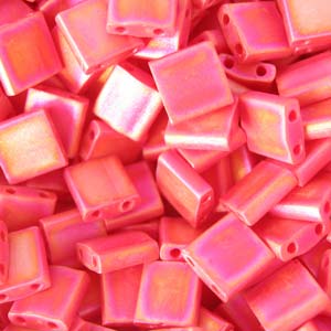 Miyuki Tila Beads - 5g Bag - Matte OP Red AB