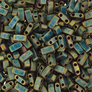 Miyuki Half Tila Beads - 5g Bag - Matte Metallic Green Iris
