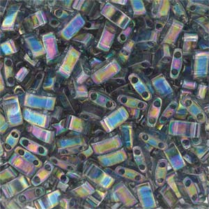 Miyuki Half Tila Beads - 5g Bag – Dark Tr Grey Rainbow Luster