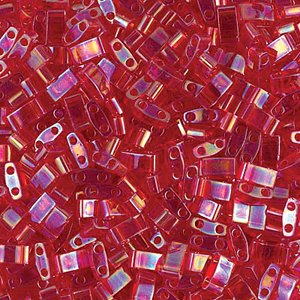 Miyuki Half Tila Beads 7.8g Tube - Transparent Red AB