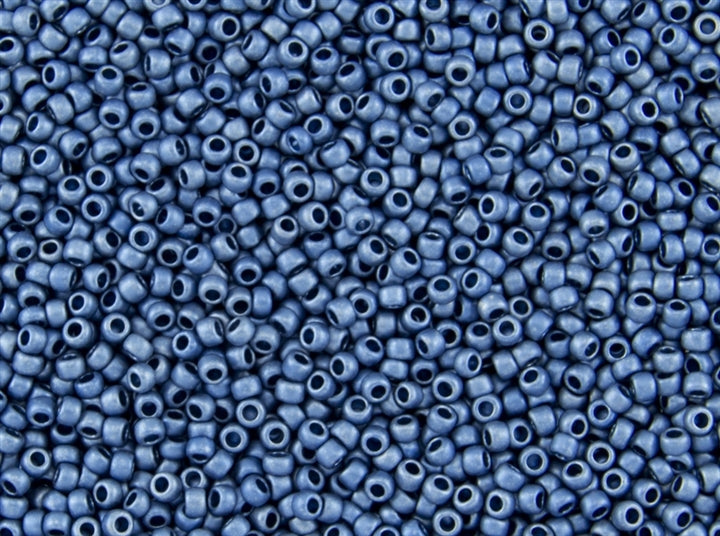 11/0 Toho Seed Beads - 10g Bag – Higher Metallic Frosted Mediterranean Blue - Colour 511F