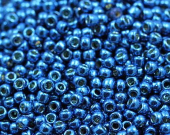 8/0 Toho Seed Beads - 10g Bag – PermaFinish – Galvanized Turkish Blue